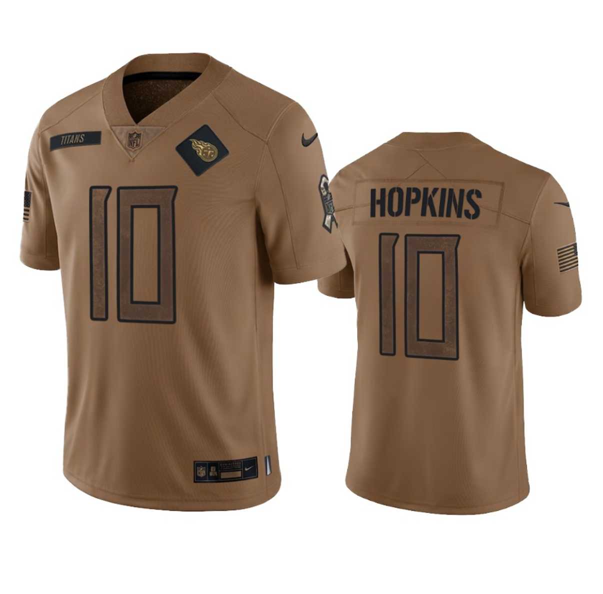 Men%27s Tennessee Titans #10 DeAndre Hopkins 2023 Brown Salute To Service Limited Jersey Dyin